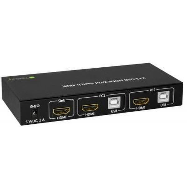 Techly 2x1 USB HDMI KVM Switch 4Kx2K IDATA KVM-HDMI2U Black KVM switch