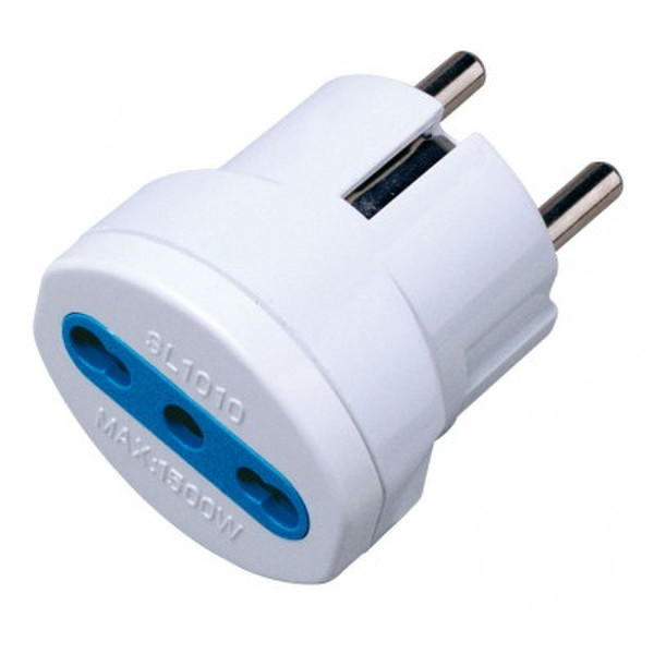 Techly One way adaptor Schuko plug to italian socket IPW-IC216 Typ F Typ L (IT) Typ F Blau, Weiß Netzstecker-Adapter