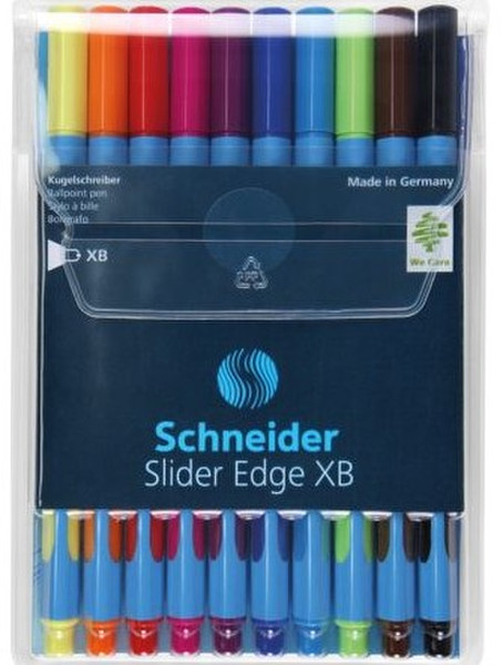 Schneider Slider Edge XB Stick ballpoint pen Extra Bold Черный, Синий, Коричневый, Зеленый, Оранжевый, Розовый, Красный, Фиолетовый, Желтый 10шт