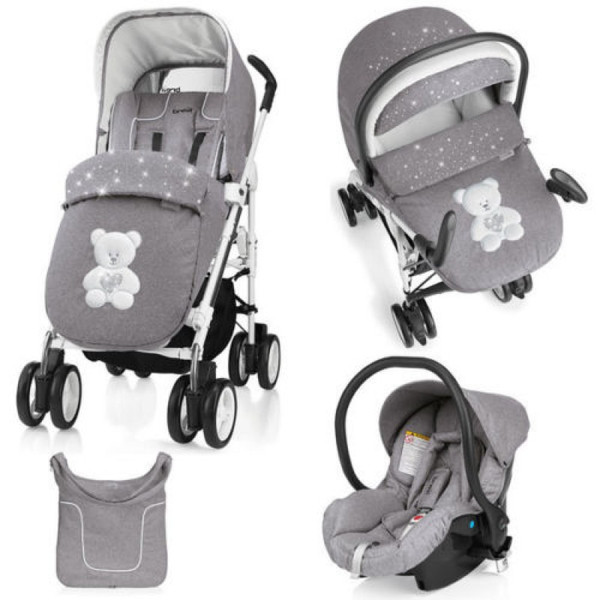 Brevi Millestrade Travel system pram 1место(а) Черный, Серый, Белый