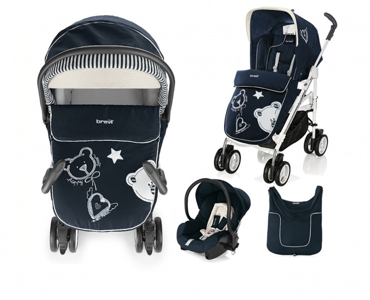 Brevi Millestrade Travel system pram 1место(а) Черный, Синий, Белый