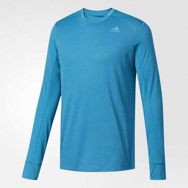 Adidas Supernova T-shirt L Langärmlig Rundhals Polyester Blau