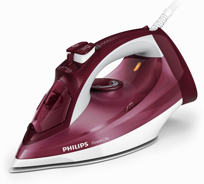 Philips PowerLife GC2997/46 Паровой утюг Подошва с покрытием SteamGlide 2400Вт Пурпурный, Белый утюг