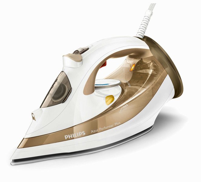 Philips Azur Performer Plus GC4529/07 Steam iron T-ionicGlide soleplate 2600W Gold,White iron