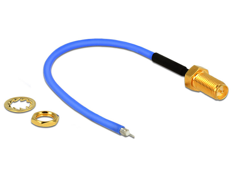 DeLOCK 89522 0.1m RP-SMA Blue coaxial cable