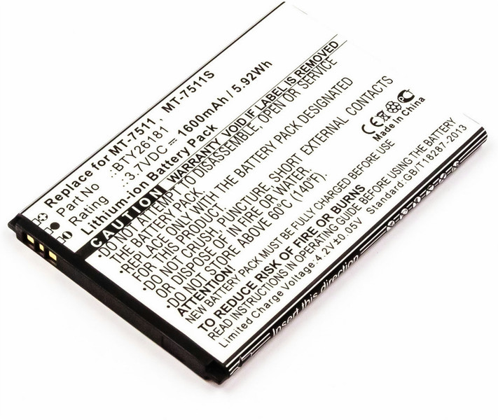 MicroBattery MBXMISC0110 Lithium-Ion (Li-Ion) 1600mAh 3.7V rechargeable battery