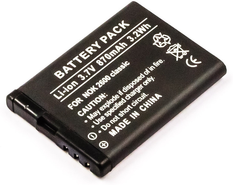 MicroBattery MBXNOK-BA0007 Lithium-Ion (Li-Ion) 870mAh 3.7V rechargeable battery