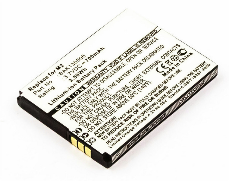MicroBattery MBCP0009 Lithium-Ion (Li-Ion) 700mAh 3.7V rechargeable battery