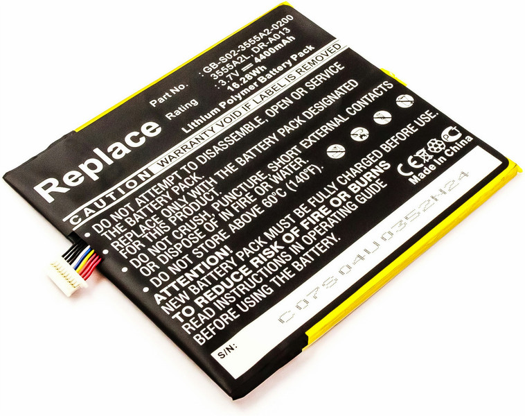 MicroBattery MBTAB0006 Lithium Polymer (LiPo) 4400mAh 3.7V Wiederaufladbare Batterie