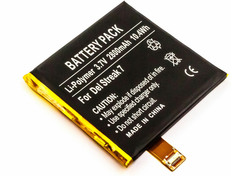 MicroBattery MBTAB0015 Lithium Polymer (LiPo) 2800mAh 3.7V rechargeable battery