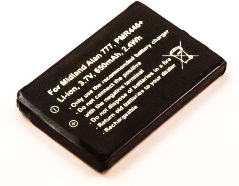 MicroBattery MBTW0002 Lithium-Ion (Li-Ion) 650mAh 3.7V rechargeable battery