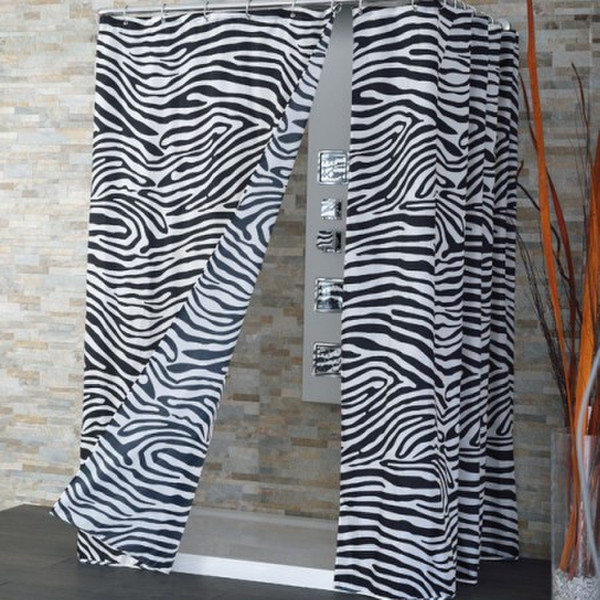 CPE Savana Grommet Polyester Black,White shower curtain