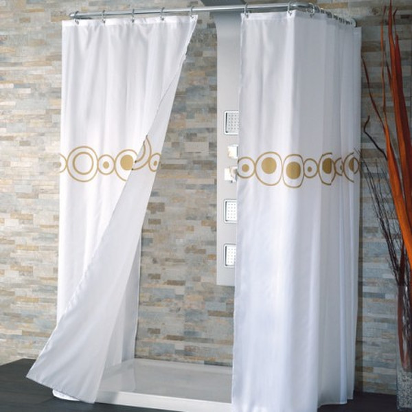 CPE Ocio Grommet Polyester Brown,White shower curtain