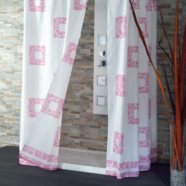 CPE Cornice Grommet Polyester Pink,White shower curtain