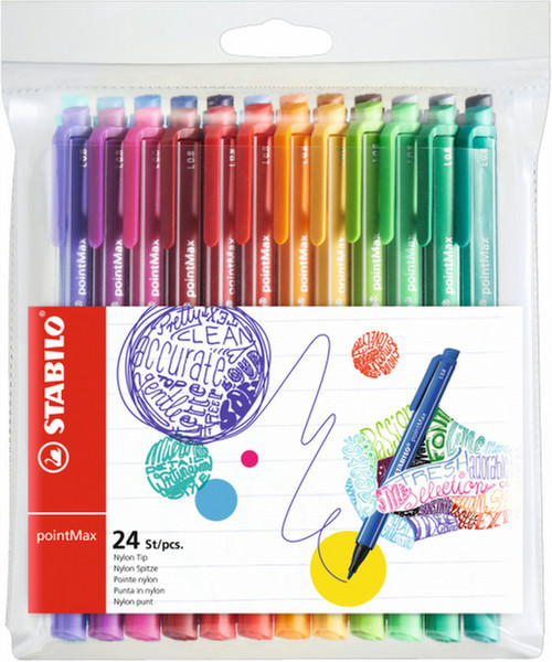 Stabilo pointMax Green,Light Green,Orange,Pink,Purple,Red,Yellow 24pc(s) fineliner