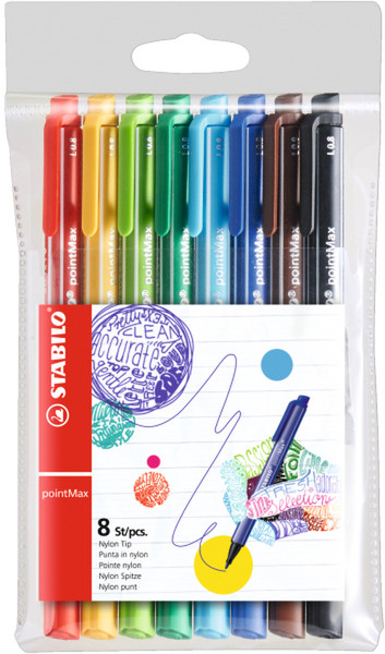 Stabilo pointMax Schwarz, Blau, Braun, Grün, Hellblau, Hellgrün, Gelb 8Stück(e) Fineliner