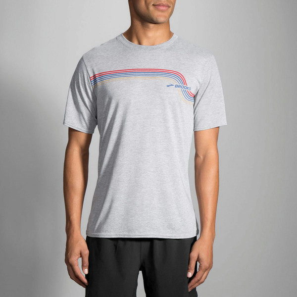 Brooks Track T-shirt M Short sleeve Crew neck Grey