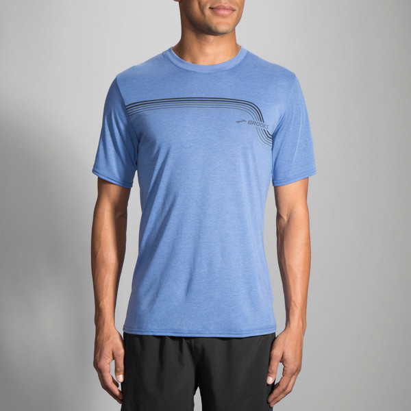 Brooks Track T-shirt M Short sleeve Crew neck Blue