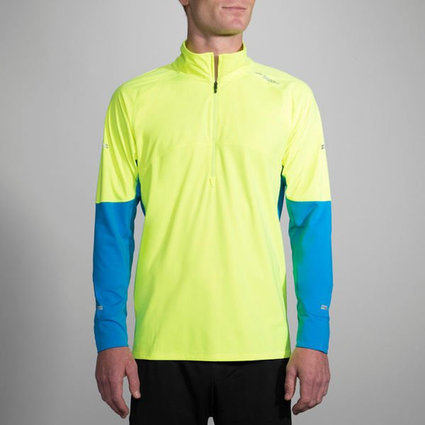 Brooks 211095340.025 Base layer shirt S Длинный рукав Синий, Желтый мужская рубашка/футболка