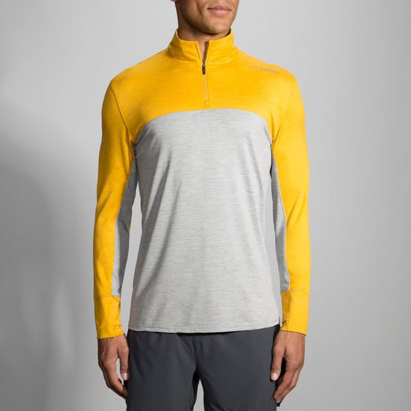 Brooks 211091892.025 Base layer shirt S Long sleeve T-Neck Grey,Yellow men's shirt/top