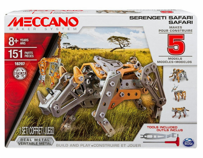 Meccano 5 Model Set, Serengeti Safari Animal erector set 8лет 151шт