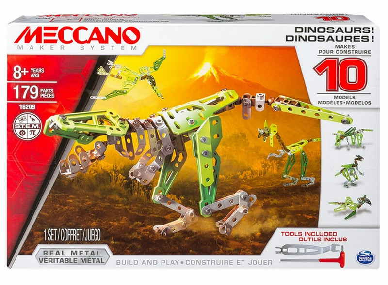 Meccano 10 Model Set, Dinosaurs Animal erector set 8year(s) 179pc(s)