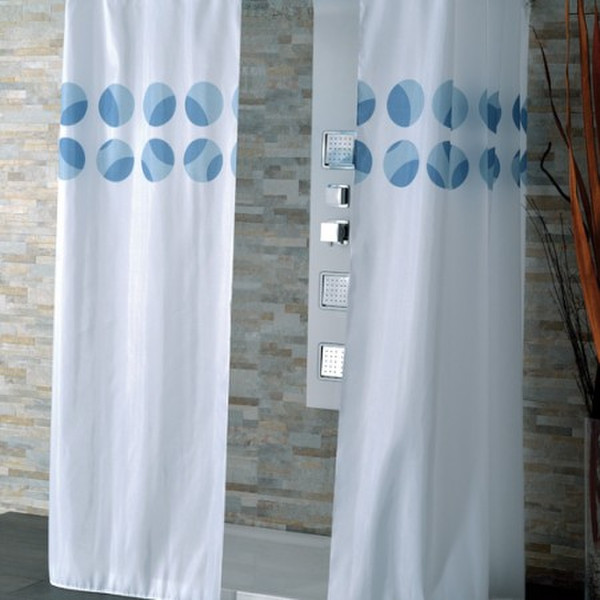 CPE Charly Grommet Polyester Blue,White shower curtain