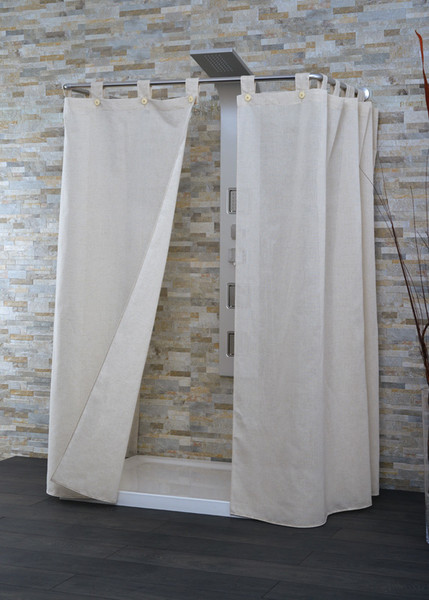 CPE Linen Hidden tab Linen,Polyester Beige shower curtain