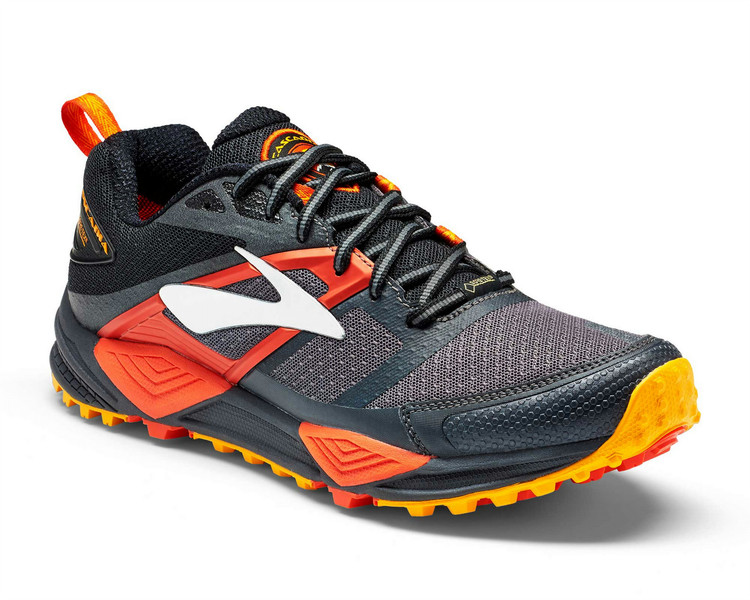 Brooks Cascadia 12 GTX Для взрослых Мужской Черный, Оранжевый, Желтый кроссовки