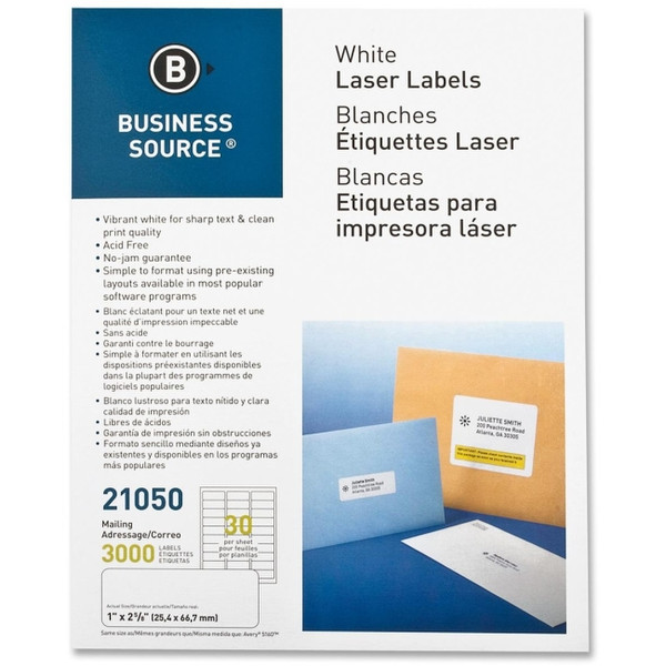 Business Source BSN21050 Белый Самоклеящаяся принтерная этикетка наклейка для принтеров