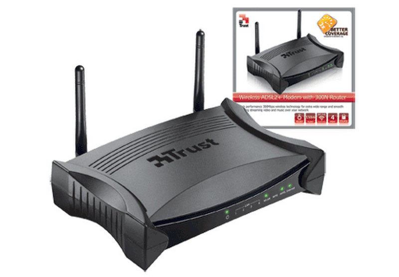 Trust Wireless ADSL2+ Modem with 300N Router проводной маршрутизатор