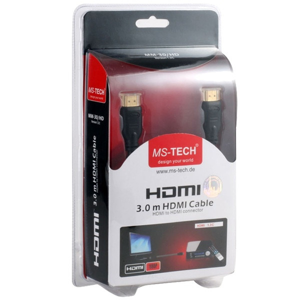 MS-Tech MM-30/HD 3m HDMI HDMI Schwarz HDMI-Kabel