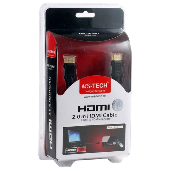 MS-Tech MM-20/HD 2m HDMI HDMI Black HDMI cable