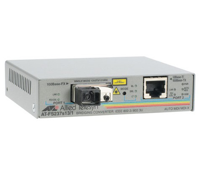 Allied Telesis 2-port Single Strand Fibre Media Converter 100Mbit/s 1310nm Netzwerk Medienkonverter