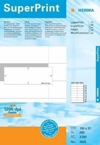 HERMA Labels white 105x37 SuperPrint 3200 pcs. 3200pc(s) self-adhesive label