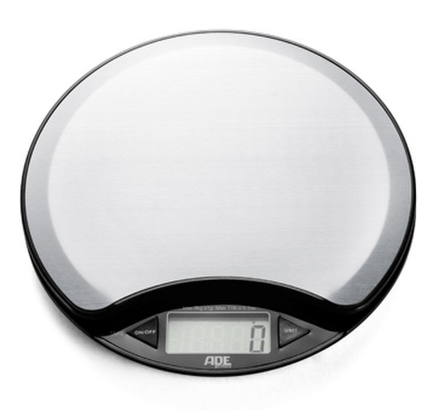 ADE Anja Tabletop Round Electronic kitchen scale Black,Stainless steel
