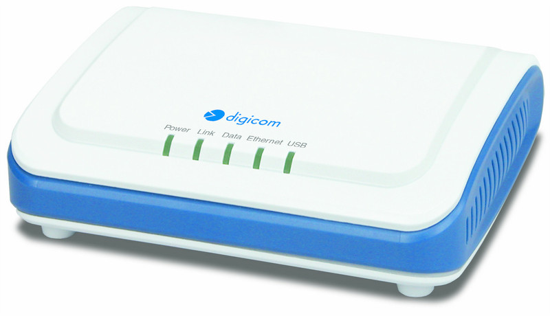 Digicom 8E4453 Eingebauter Ethernet-Anschluss ADSL2+ Blau, Weiß Kabelrouter