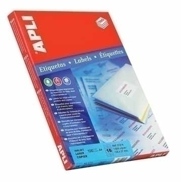 APLI Labels 210 x 149.2mm Weiß 200Stück(e) selbstklebendes Etikett