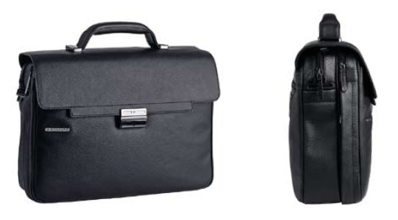 Roncato medium briefcase w/ PC holder 15,4” exp. Leather Black briefcase