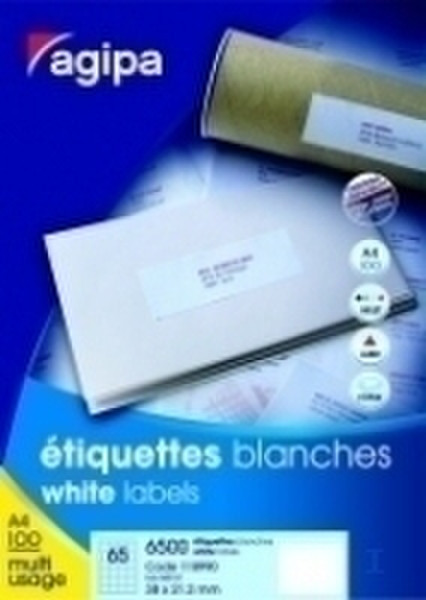 Agipa White Multipurpose 100 A4 105 x 57 White 1000pc(s) self-adhesive label