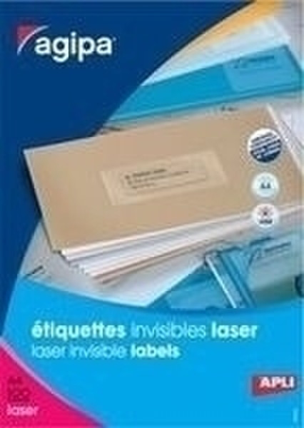 Agipa Invisible laser 100 A4 105X37 100Stück(e) selbstklebendes Etikett