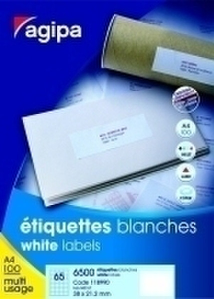 Agipa White Multipurpose 100 A4 70 x 25 White 3300pc(s) self-adhesive label