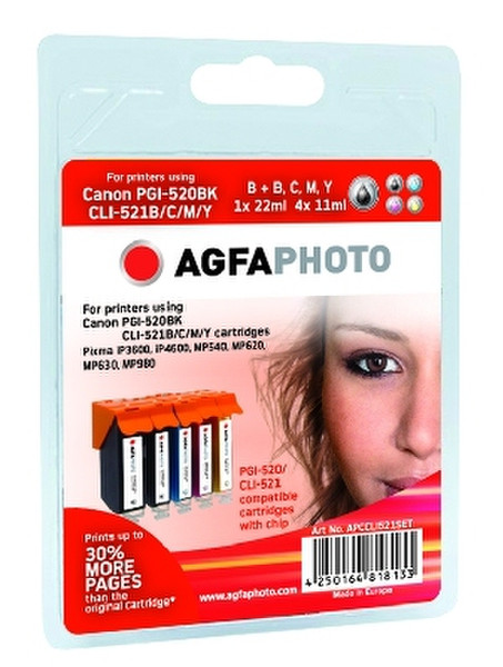 AgfaPhoto APCCLI521SET Черный, Бирюзовый, Маджента, Желтый струйный картридж