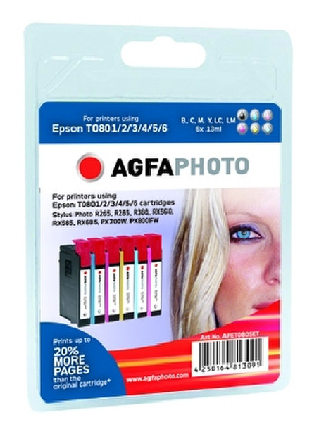 AgfaPhoto APET080SET Черный, Бирюзовый, Светло-бирюзовый, Светло-малиновый, Маджента, Желтый струйный картридж