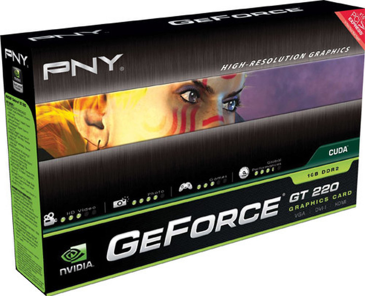 PNY GMGT220N2E1FHPB GeForce GT 220 1GB GDDR2 graphics card