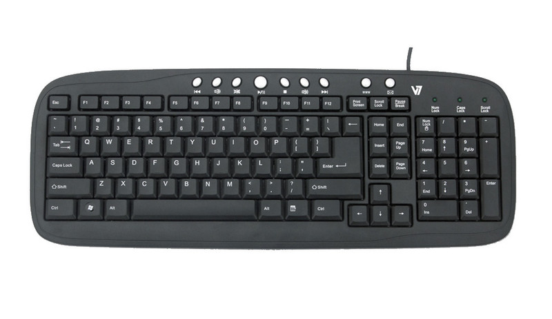 V7 KM0B1-6E3 USB QWERTY Black keyboard