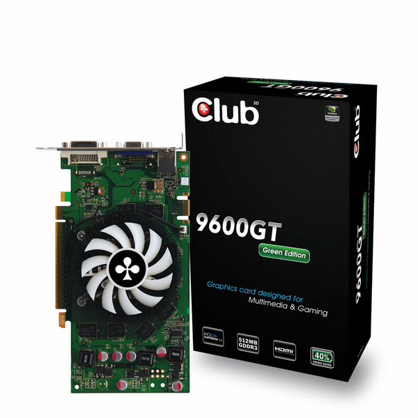 CLUB3D 9600GT Green Edition PCI Express 2.0 512 MB GDDR3 GDDR3