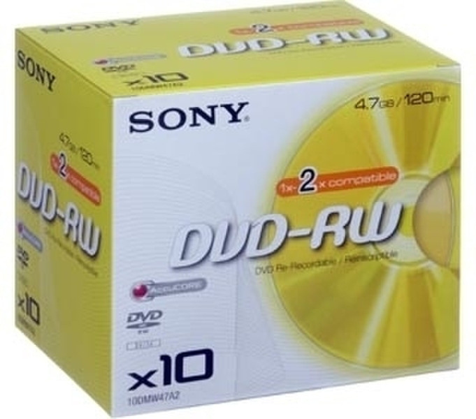 Sony 10DMW47A2 4.7ГБ DVD-RW 10шт чистый DVD