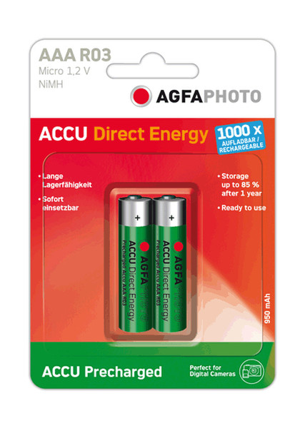 AgfaPhoto Direct Energy Nickel-Metallhydrid (NiMH) 950mAh 1.2V Wiederaufladbare Batterie