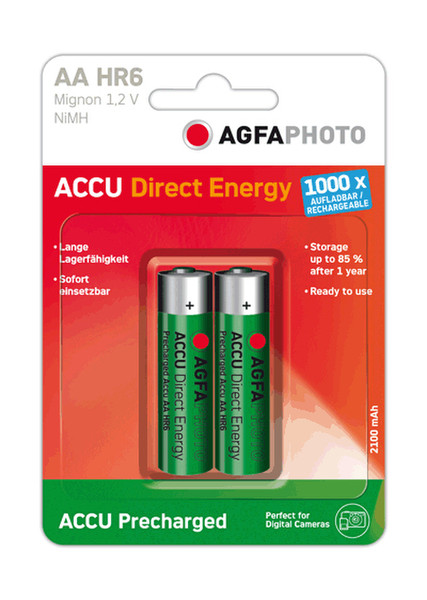 AgfaPhoto Direct Energy Nickel-Metal Hydride (NiMH) 2100mAh 1.2V rechargeable battery